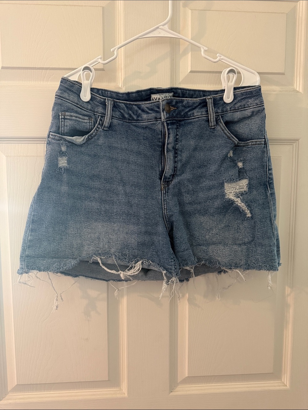 Ava & Viv Medium Blue Distressed Denim Cutoff Shorts